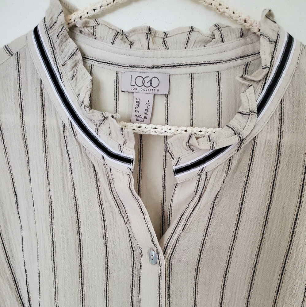 LOGO by Lori Goldstein Natural Cotton Tunic Top Lg